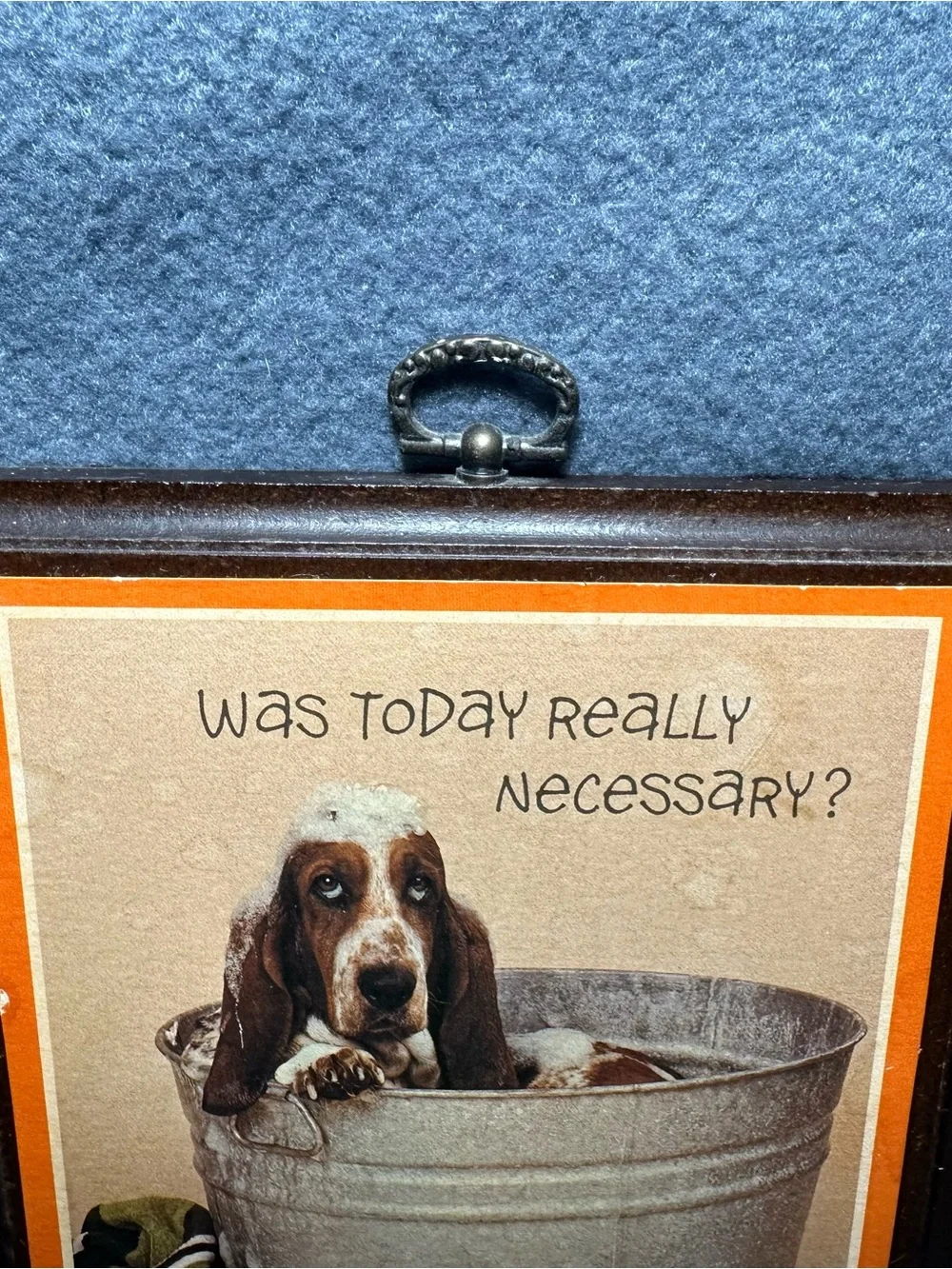 1970/80s Dog Sentiment Wall Art Wooden Plaque - Orange & Brown